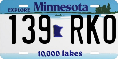 MN license plate 139RKO