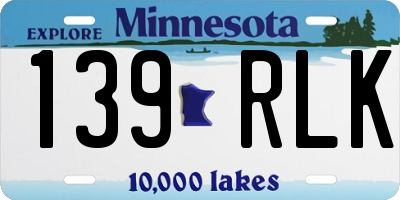 MN license plate 139RLK