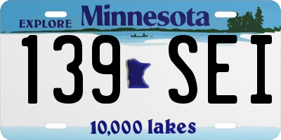 MN license plate 139SEI
