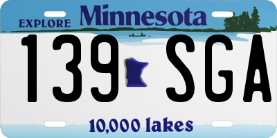 MN license plate 139SGA