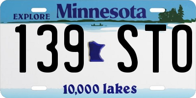 MN license plate 139STO
