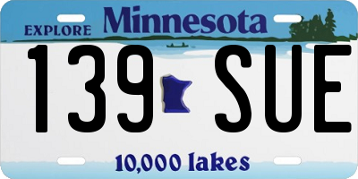 MN license plate 139SUE