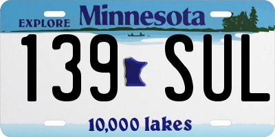 MN license plate 139SUL