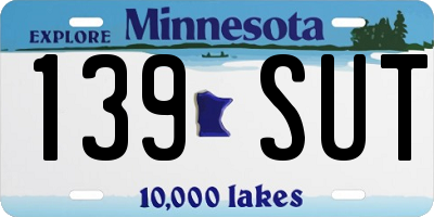 MN license plate 139SUT