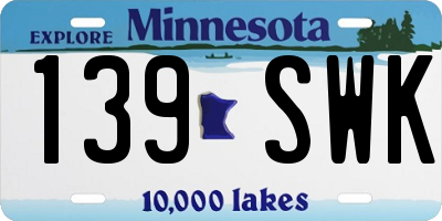 MN license plate 139SWK