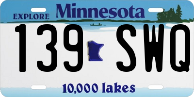MN license plate 139SWQ
