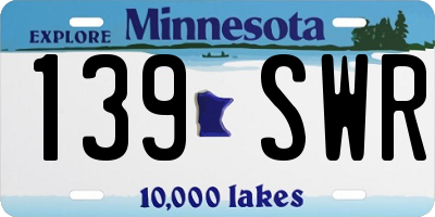 MN license plate 139SWR