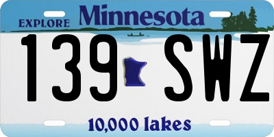 MN license plate 139SWZ