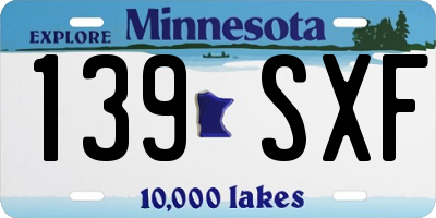 MN license plate 139SXF