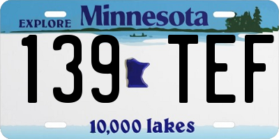 MN license plate 139TEF
