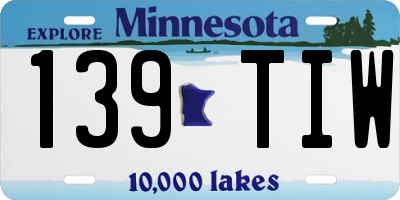 MN license plate 139TIW