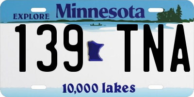 MN license plate 139TNA