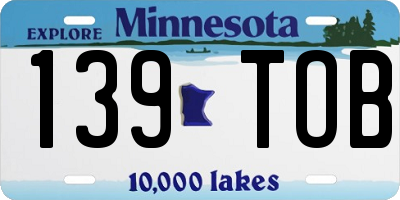 MN license plate 139TOB