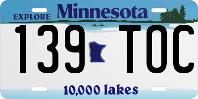 MN license plate 139TOC
