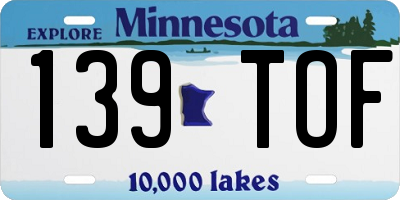 MN license plate 139TOF