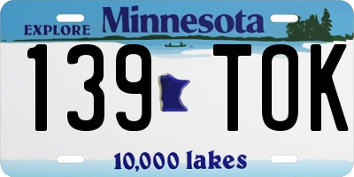 MN license plate 139TOK