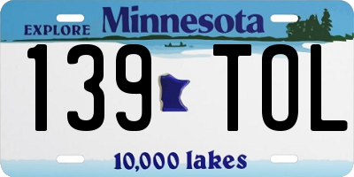 MN license plate 139TOL