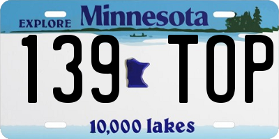 MN license plate 139TOP