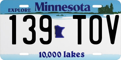 MN license plate 139TOV