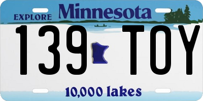 MN license plate 139TOY