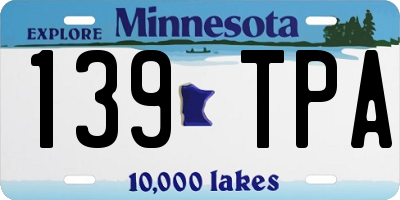 MN license plate 139TPA