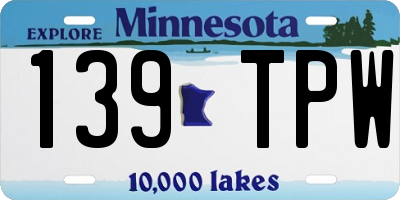 MN license plate 139TPW
