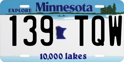 MN license plate 139TQW