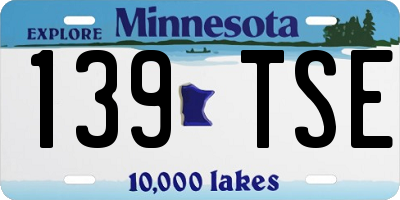 MN license plate 139TSE