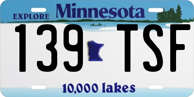 MN license plate 139TSF