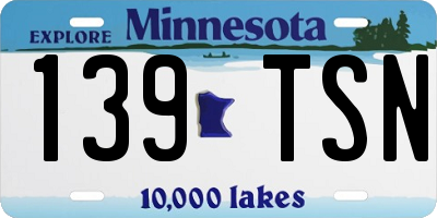 MN license plate 139TSN