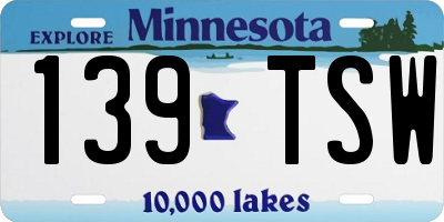 MN license plate 139TSW