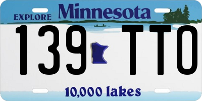 MN license plate 139TTO