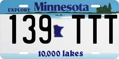 MN license plate 139TTT