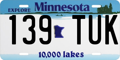 MN license plate 139TUK