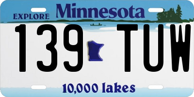 MN license plate 139TUW