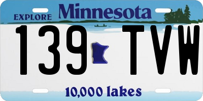 MN license plate 139TVW