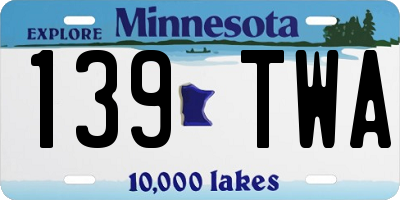 MN license plate 139TWA