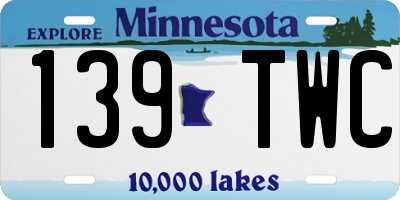 MN license plate 139TWC