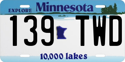 MN license plate 139TWD