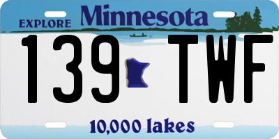 MN license plate 139TWF