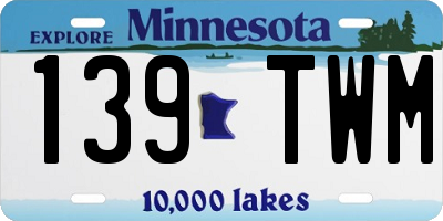 MN license plate 139TWM