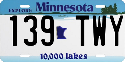 MN license plate 139TWY