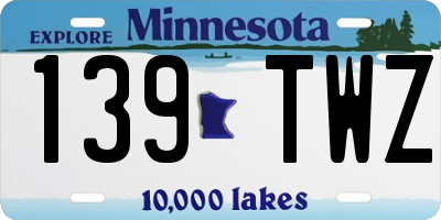 MN license plate 139TWZ