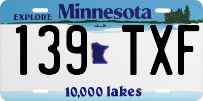 MN license plate 139TXF