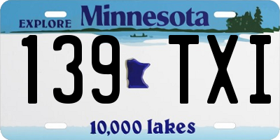 MN license plate 139TXI