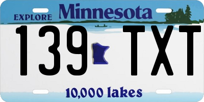 MN license plate 139TXT