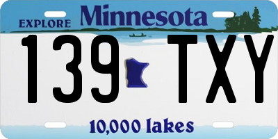 MN license plate 139TXY