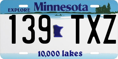 MN license plate 139TXZ