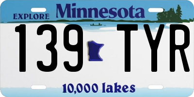 MN license plate 139TYR
