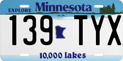 MN license plate 139TYX
